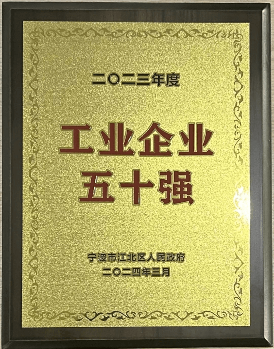 寧波東力傳動設備有限公司榮獲2023年度工業企業五十強稱號